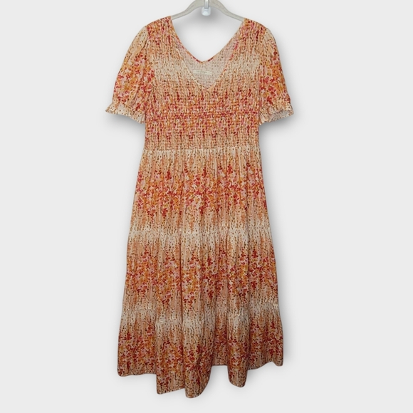 Christy Dawn The Brooklyn Smocked Tiered Maxi Dress L Sunset Gladiola - Picture 5 of 6